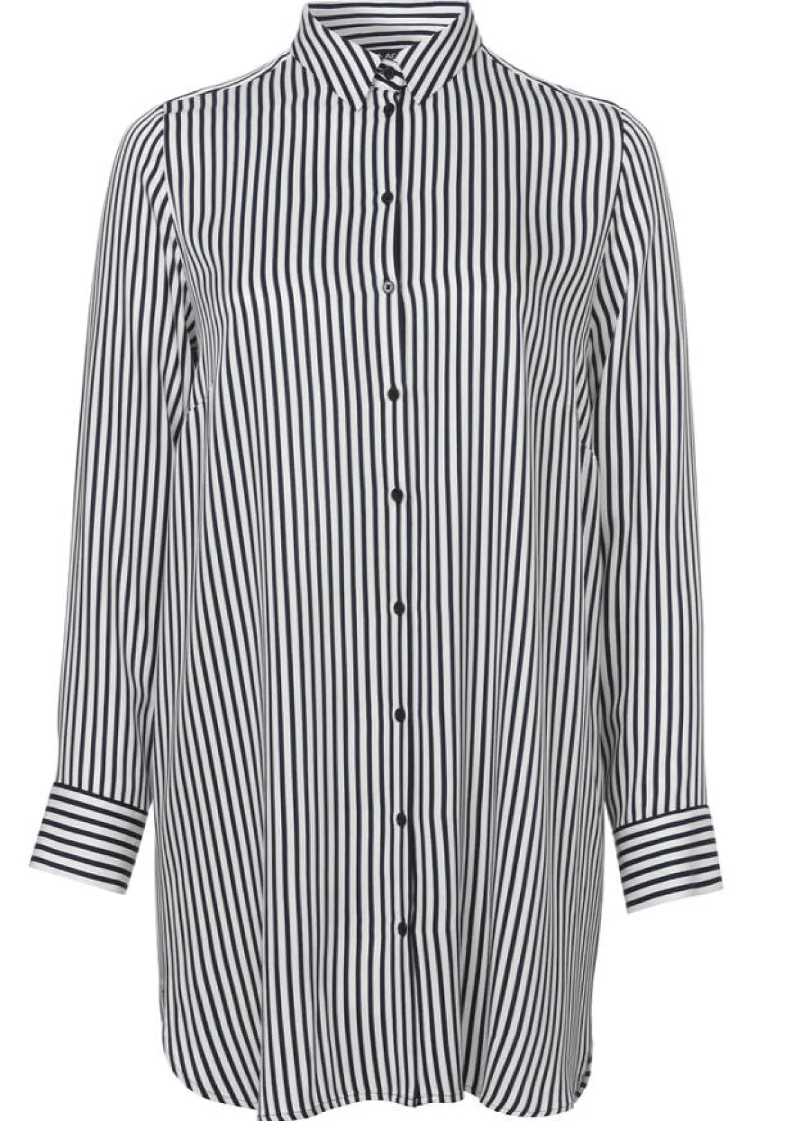 Klassische Langarmbluse mit gestreiftem Allover-Muster