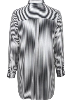 Klassische Langarmbluse mit gestreiftem Allover-Muster