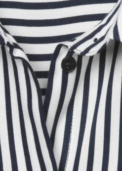 Klassische Langarmbluse mit gestreiftem Allover-Muster