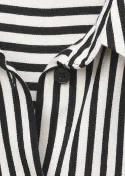 Klassische Langarmbluse mit gestreiftem Allover-Muster