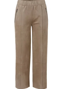 Knöchellange Velours-Schlupfhose Mokka mit geraden Beinen