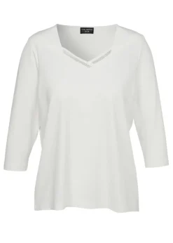 Kombistarkes 3/4-Arm Shirt mit geschmücktem Karree-Ausschnitt