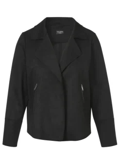 Kurze Reversjacke aus veganem Velours-Leder