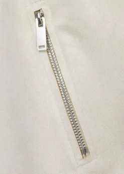 Kurze Reversjacke aus veganem Velours-Leder