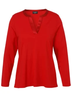 Langarm-Jersey-Shirt mit Satin-Ausschnitt