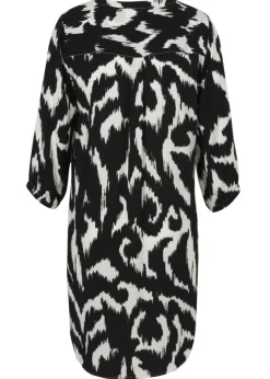 Lange 3/4-Arm Viskose-Tunika mit Allover-Print