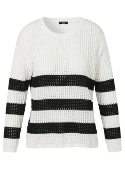 Leichter Black & White Pullover mit Lochmuster