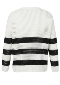 Leichter Black & White Pullover mit Lochmuster