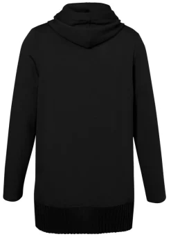 Längeres Hoodie-Sweatshirt mit gestricktem Rippbund