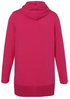 Längeres Hoodie-Sweatshirt mit gestricktem Rippbund