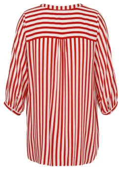 Längsgestreifte 3/4-Arm Viskose-Bluse