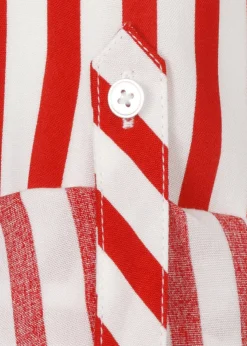 Längsgestreifte 3/4-Arm Viskose-Bluse