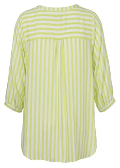 Längsgestreifte 3/4-Arm Viskose-Bluse