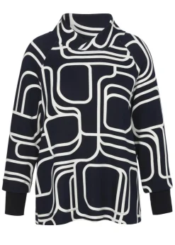 Marine Sweatshirt mit grafischem Muster