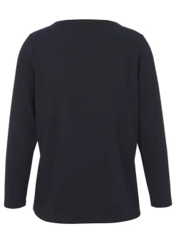 Marine Sweatshirt mit Ton-in-Ton Motiven, geschmückt