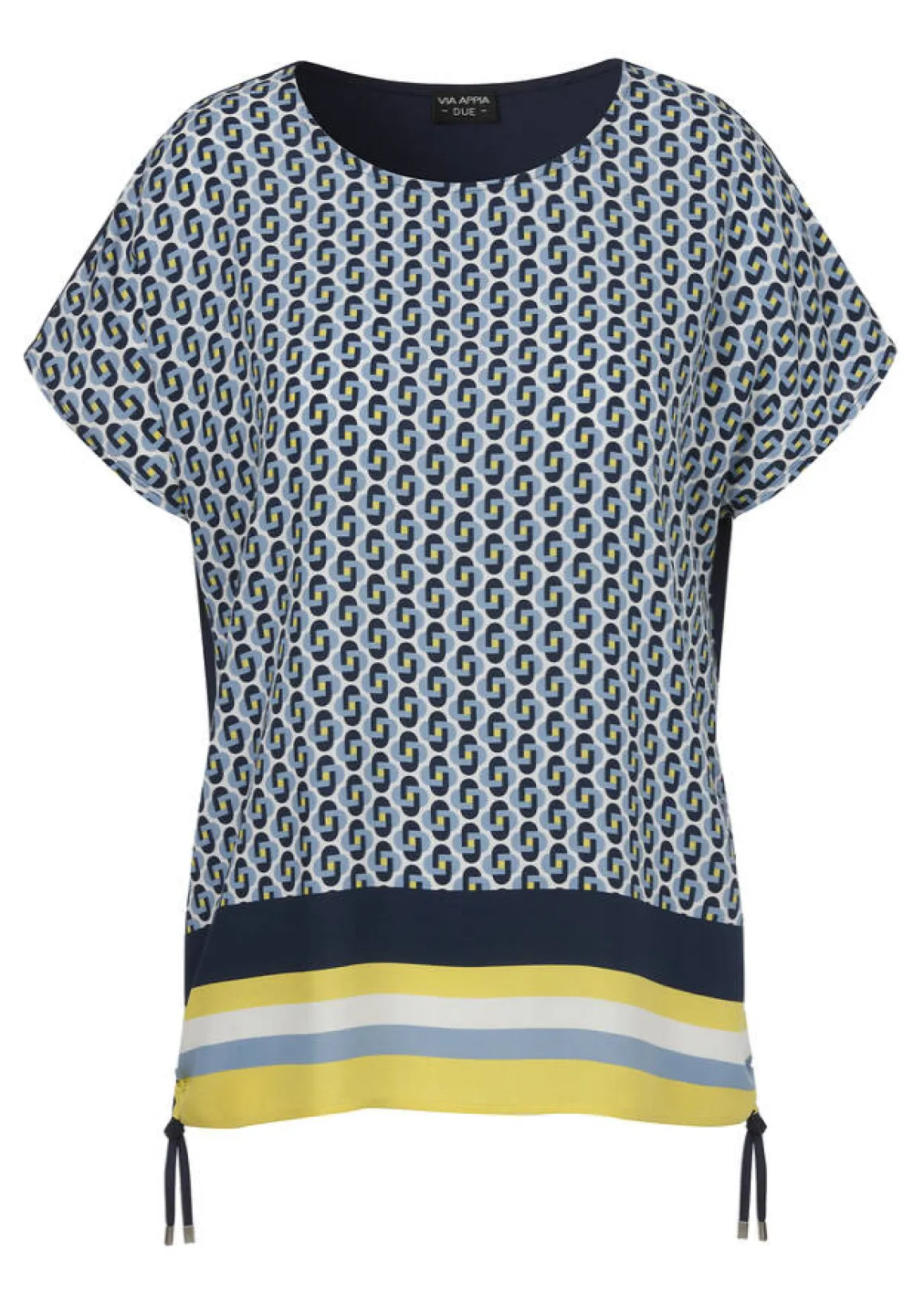 Mustermix-Blusenshirt mit dunkelblauem Rücken