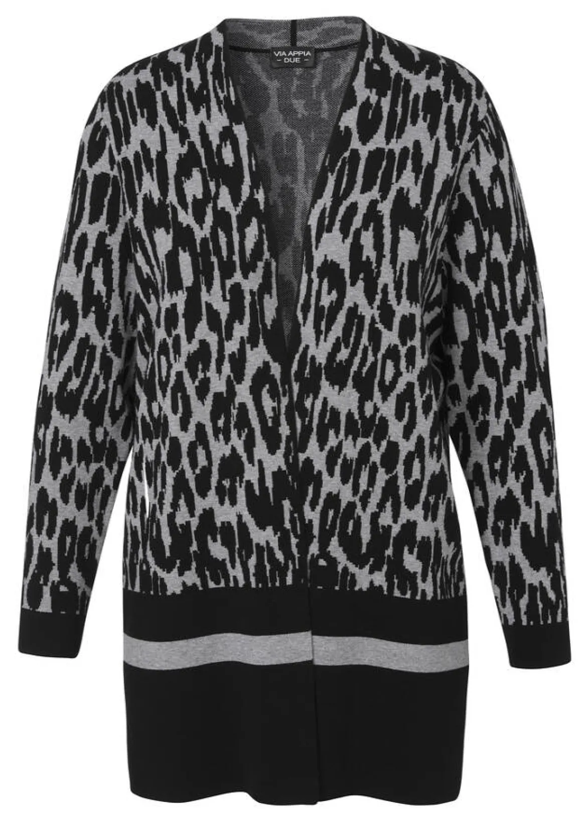 Offene Strickjacke mit Leo-Muster