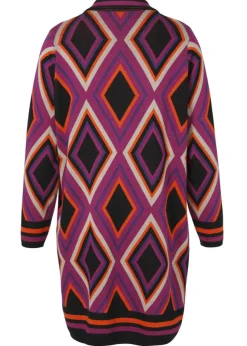 Offener Long-Cardigan mit Jaquard Trendmuster