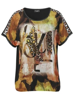 Print Blusenshirt mit schwarzem Rückteil