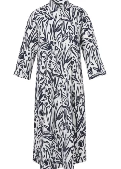 Print Hemdblusenkleid mit Nahttaschen und 3/4-Krempelärmeln