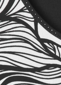 Print-Blusenshirt mit schwarzem Jersey-Rückteil
