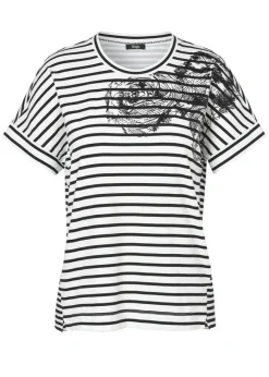 Ringel T-Shirt mit überschnittenen Schultern