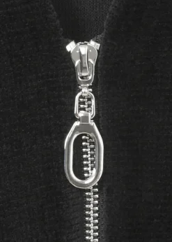 Samtiges Sweatshirt mit V-Ausschnitt und Zipper