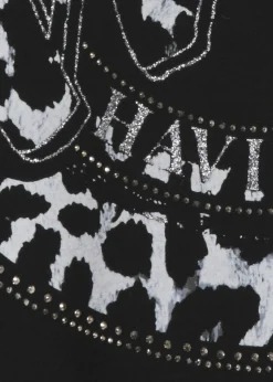 Schwarzes Shirt mit Leo-Details