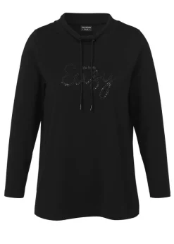 Schwarzes Sweatshirt mit Mottospruch