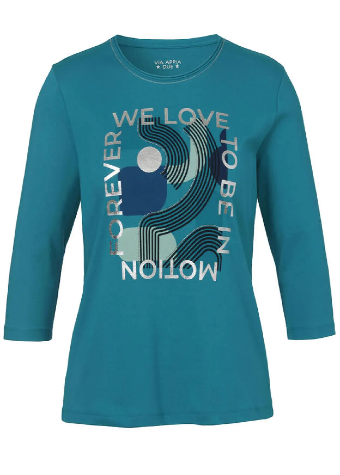 Softes 3/4 Arm Baumwoll-Shirt mit Front Motiv