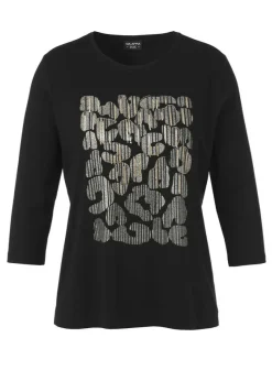 Softes 3/4 Arm Shirt in Schwarz mit Front-Motiv