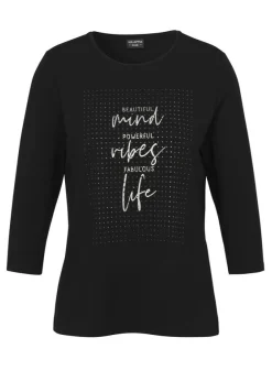 Softes 3/4 Arm Shirt Schwarz mit Front-Motiv