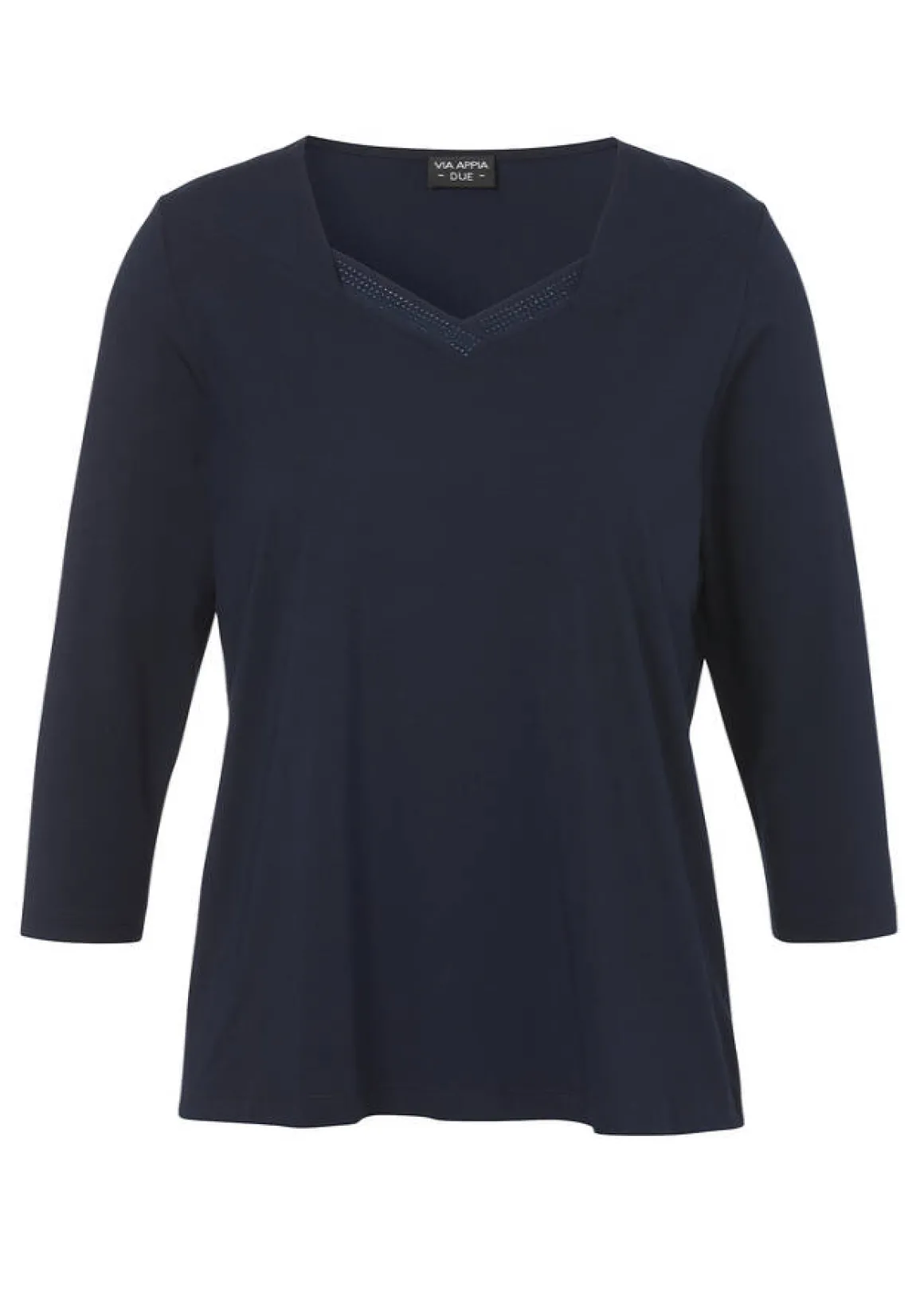 Softes 3/4-Arm-Shirt mit geschmücktem Karree-Ausschnitt