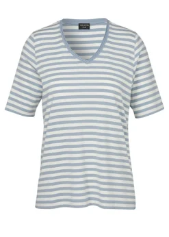 Softes Ringel-T-Shirt mit V-Ausschnitt