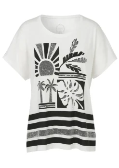 Softes T-Shirt mit geschmücktem Print Black & White