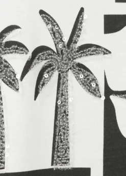 Softes T-Shirt mit geschmücktem Print Black & White
