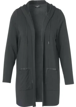 Sportive Kapuzensweatjacke mit Glitzersteinen