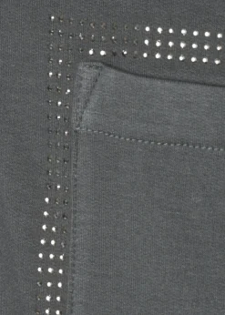 Sportive Kapuzensweatjacke mit Glitzersteinen