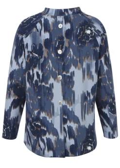 Stehkragen Sweatshirt mit Knöpfen im Rücken