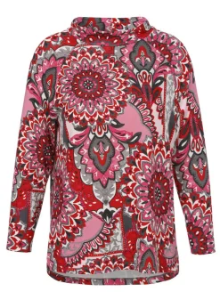 Stehkragen-Sweatshirt mit floralem Print