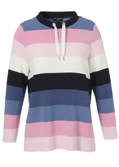 Stehkragen-Sweatshirt Multicolor mit Streifen