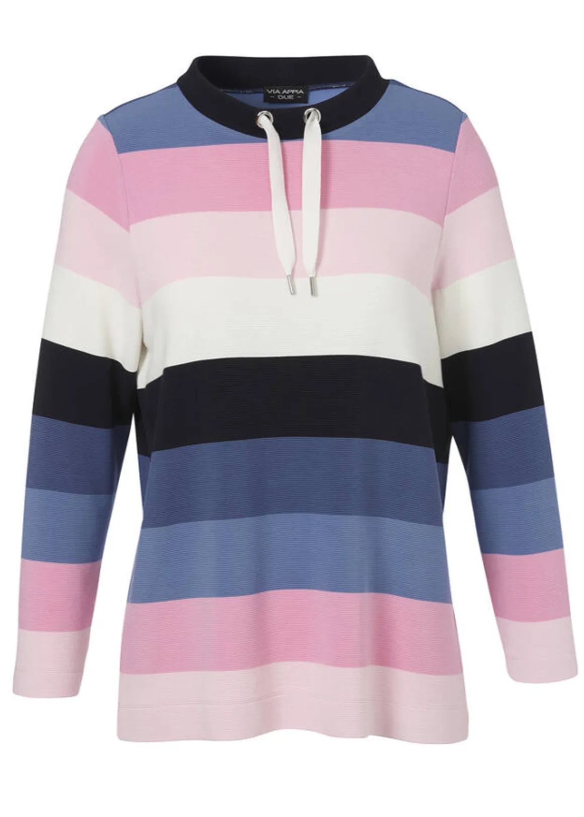 Stehkragen-Sweatshirt Multicolor mit Streifen