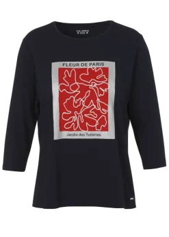 Supersoftes 3/4-Arm Shirt Marine mit Frontmotiv