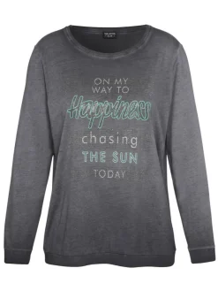 Supersoftes Langarmshirt mit geschmücktem Slogan