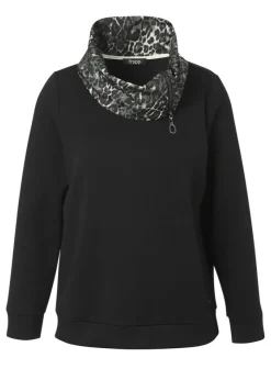 Sweatshirt mit Eyecatcher-Kragen im Leo-Dessin