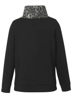 Sweatshirt mit Eyecatcher-Kragen im Leo-Dessin