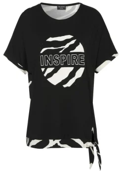 T-Shirt mit verziertem Motto-Print und Zebrarücken