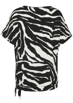 T-Shirt mit verziertem Motto-Print und Zebrarücken