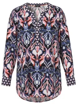 Viskose Bluse mit Print Marine Multicolor