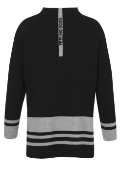 Weicher Feinstrick-Pullover Bicolor mit Kelchkragen